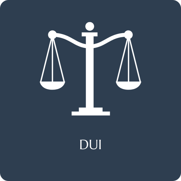 Justice scales with DUI text